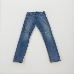 7 For All Mankind Men’s Size 32 Paxtyn Luxe Sport Distressed Ripped Blue Jeans